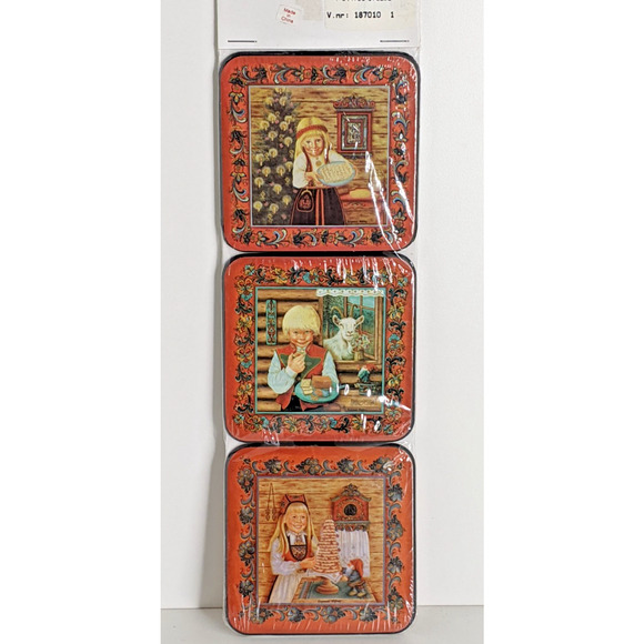 Suzanne Toftey Other - Norwegian Suzanne Toftey 6 Piece Coaster Set Children Christmas Elf NEW